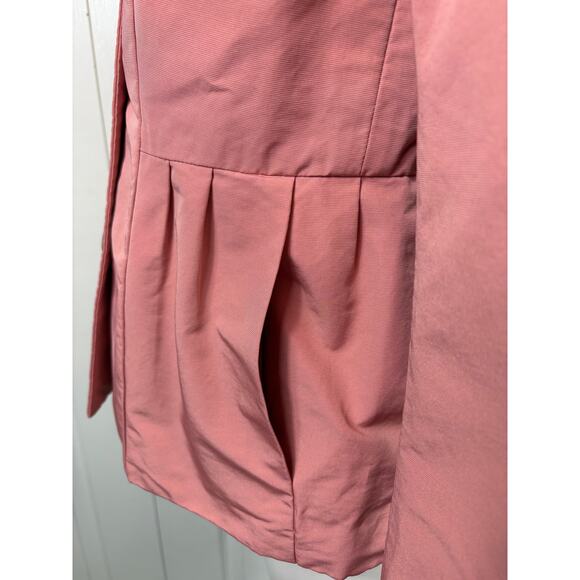 J. Crew Faille Waterproof Peplum Style Women's Rain Coat Pink Button Front Sz 6 - Picture 5 of 9